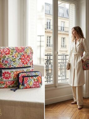 Vera Bradley Hope Garden Quilted Floral Mail Bag And Wallet